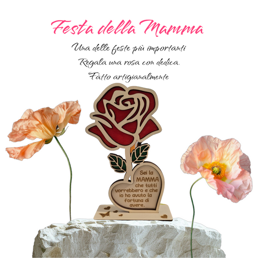 Rosa in legno con dedica